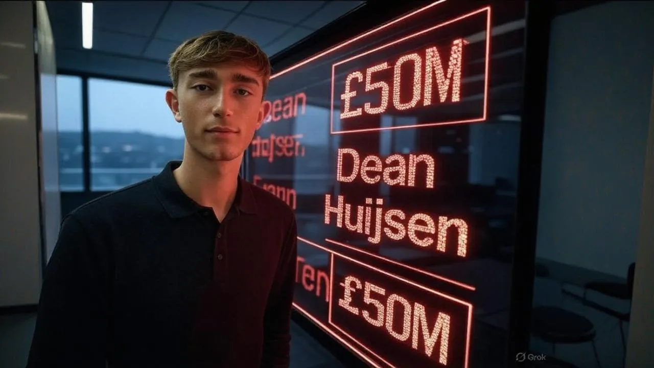 The frozen glow of £50M reflects how market value can blur ambition and become its own boundary.