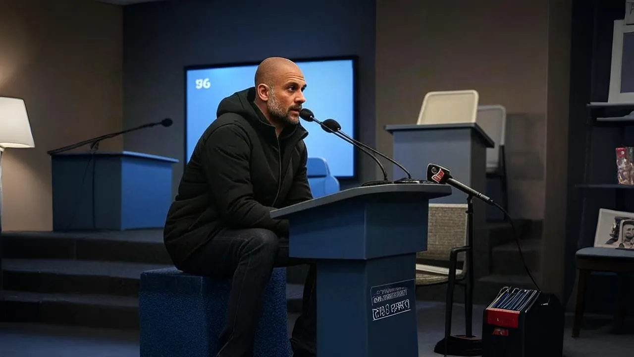 An unplugged mic and empty chair frame a voice stepping into quiet — not oblivion.