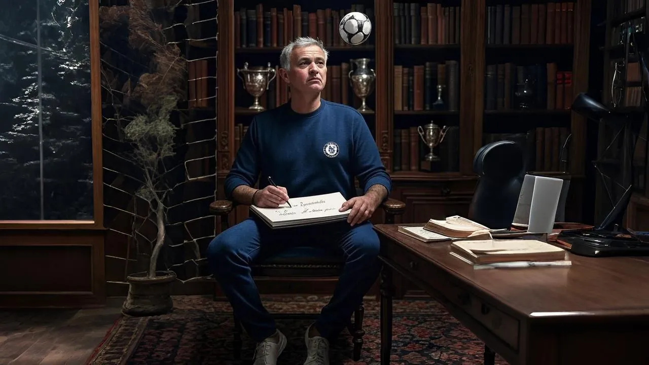 Trophy shadows and inked names frame a coach’s silent reflection on his club’s borrowed glory.