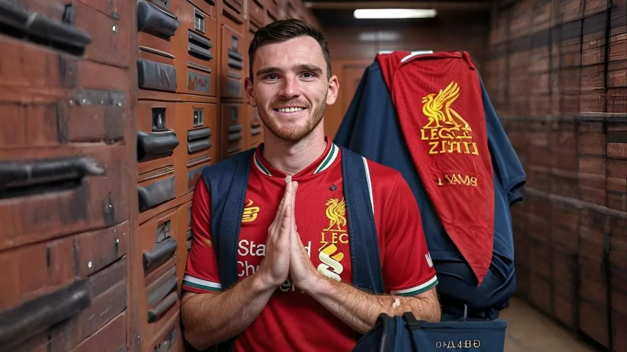 A half-packed duffel and draped shirt echo the quiet departure of a Liverpool mainstay.
