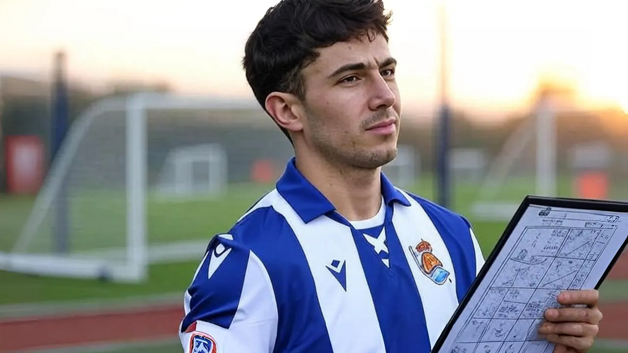  A clipboard in hand, not a ball—Zubimendi’s strength lies in reading the pitch before stepping on it.